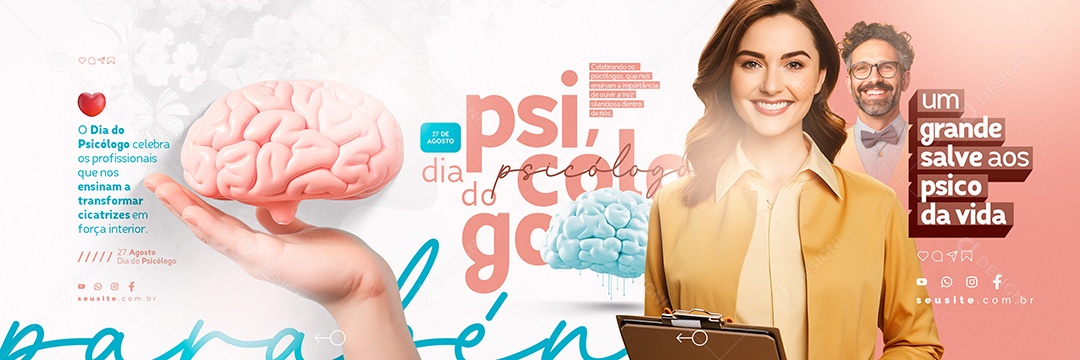Carrossel Dia Do Psicólogo Um Grande Salve aos Psico da Vida Social Media PSD Editável