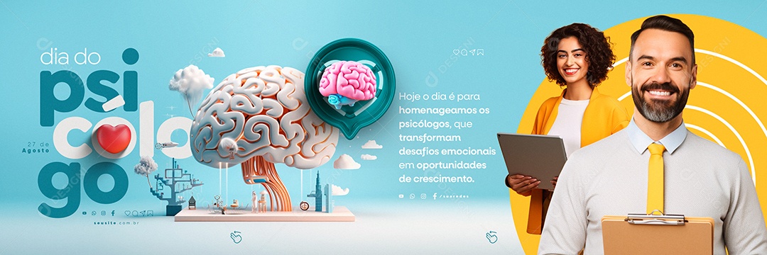 Carrossel Dia Do Psicólogo 27 de Agosto Social Media PSD Editável