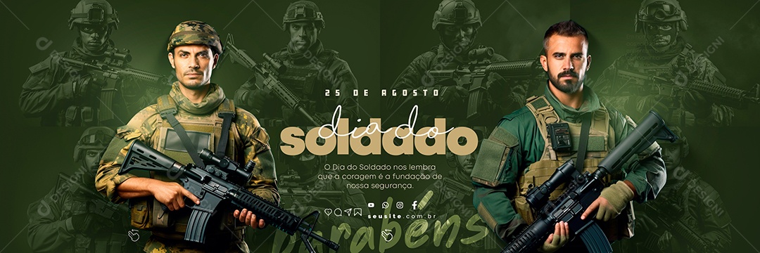 Carrossel Dia do Soldado nos Lembra Que a Coragem é a Fundação Social Media PSD Editável