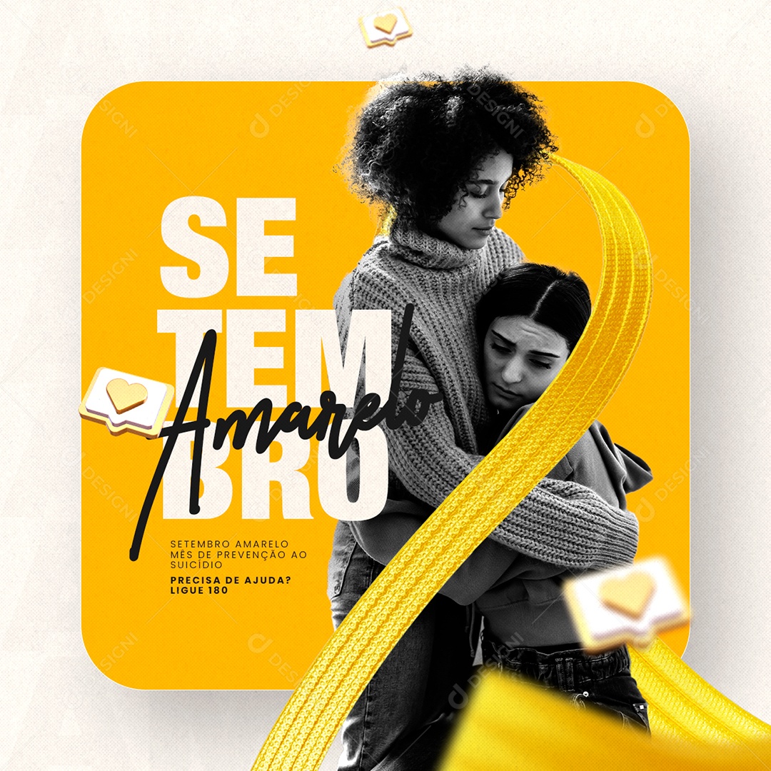 Setembro Amarelo Ligue 180 Social Media PSD Editável