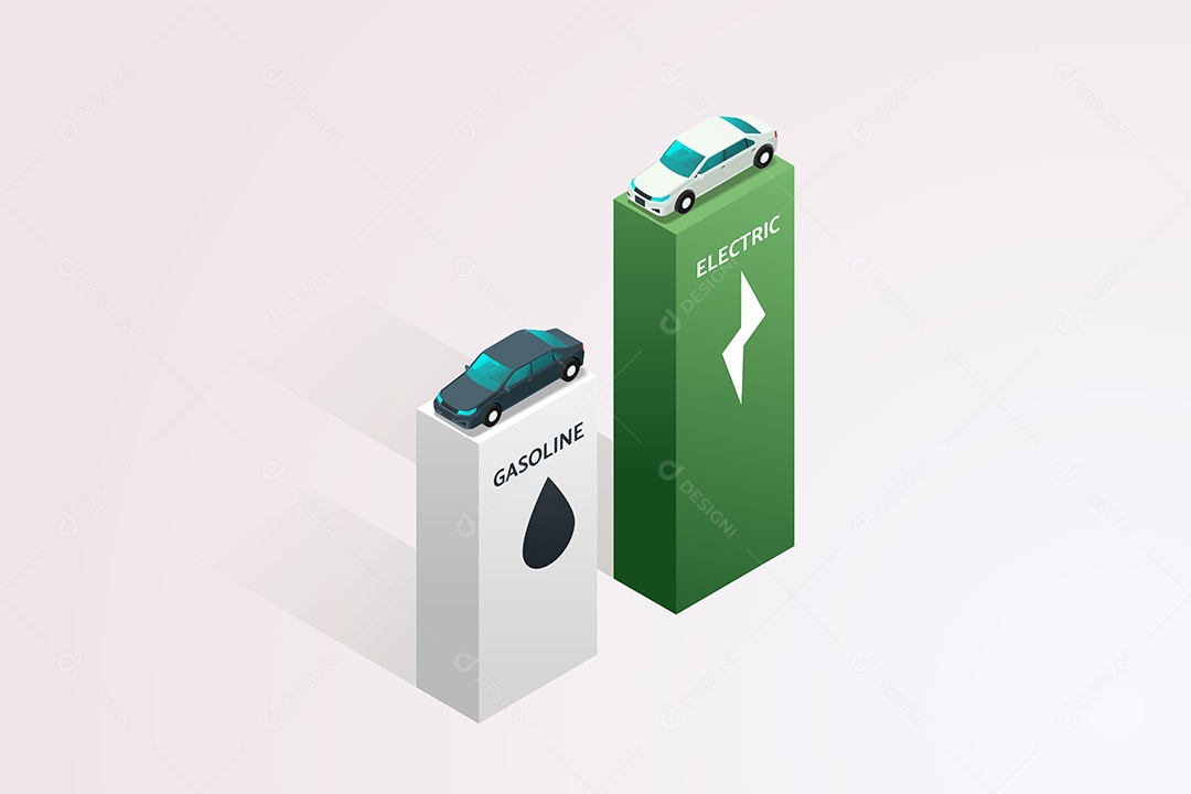 Transição da Energia do Petróleo para a Energia Elétrica Comparando e Aumentando o Futuro dos Carros Elétricos Vetor EPS