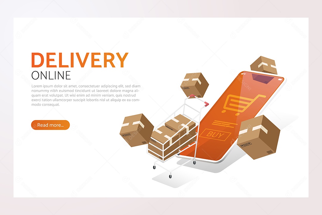 Carrinho de Compras Que Sai do Smartphone e do Ícone do Carrinho de Compras Vetor EPS