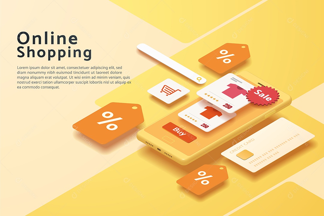 Compras Online Via Smartphone Etiqueta de Preço ou Desconto Vetor EPS