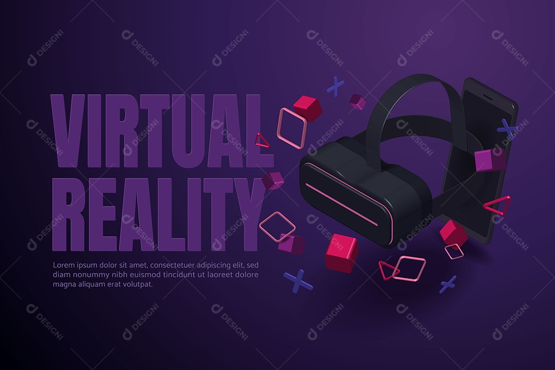 Experimente Tecnologia de Realidade Virtual Ilimitada Através de Smartphones e Óculos Vetor EPS