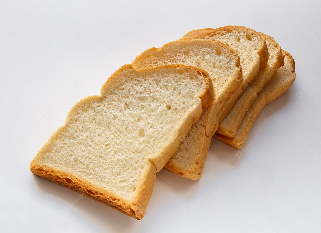 Fatia de pão macio em fundo branco