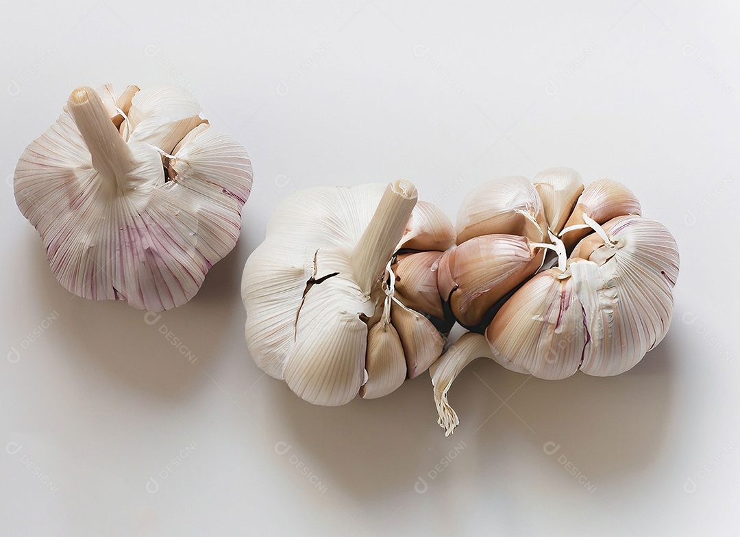Bulbo de alho em fundo branco