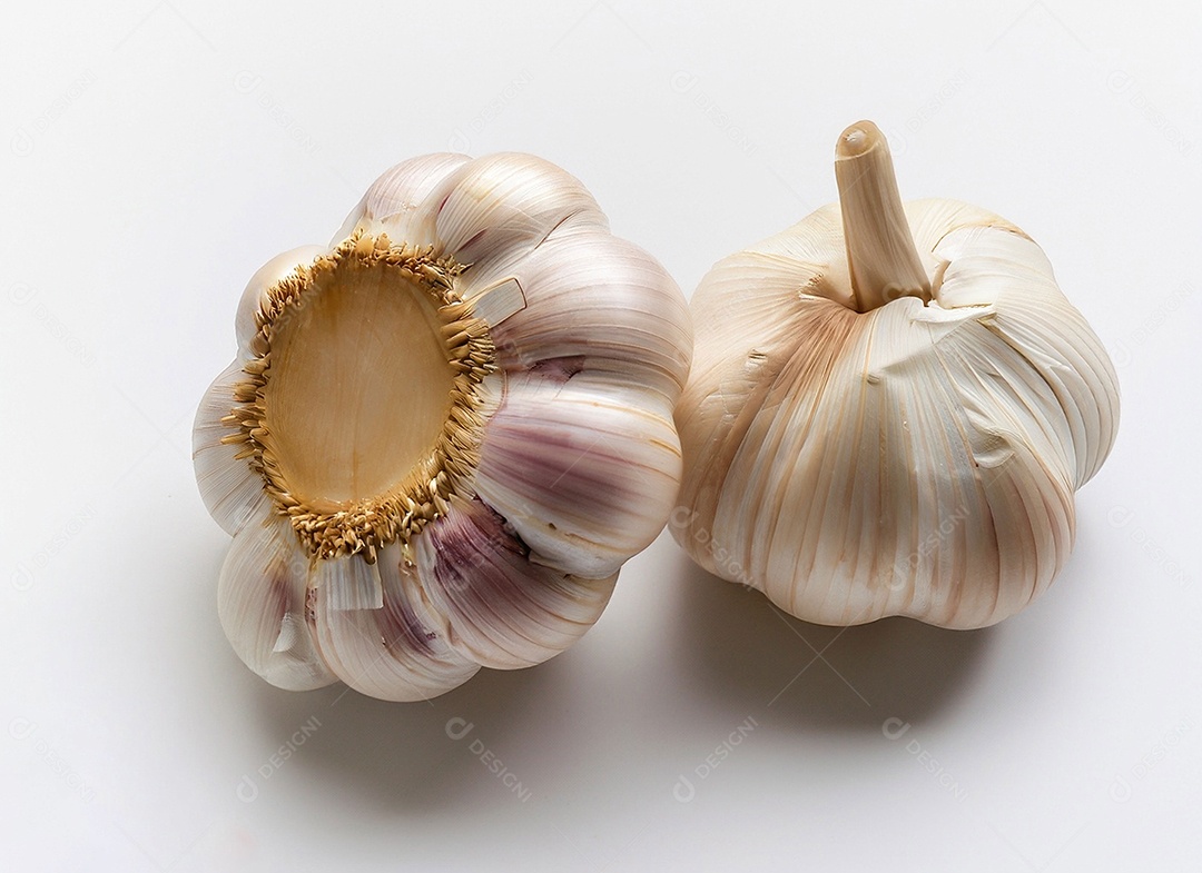 Bulbo de alho em fundo branco
