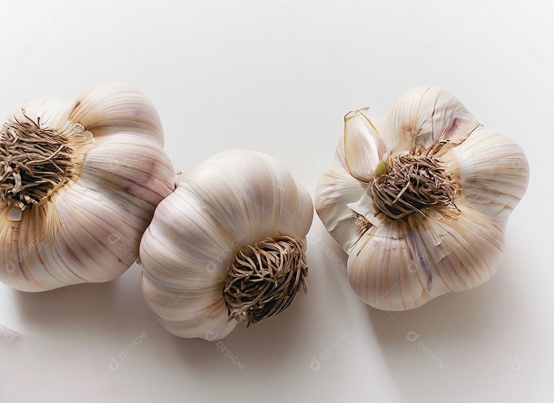 Bulbo de alho em fundo branco