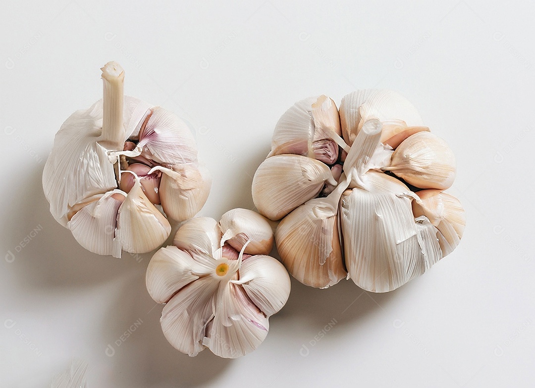 Bulbo de alho em fundo branco
