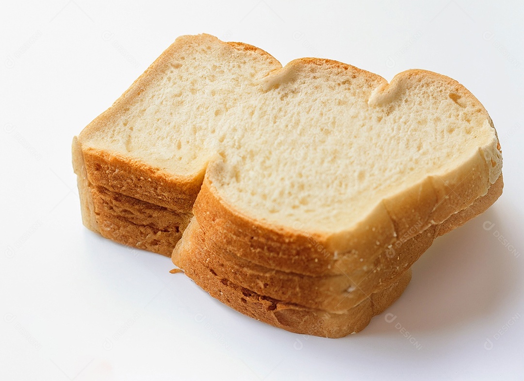 Fatia de pão macio em fundo branco