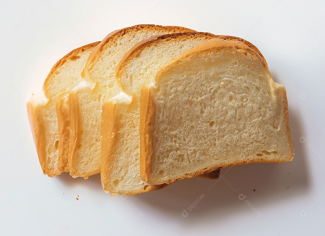 Fatias de pão de forma em fundo branco