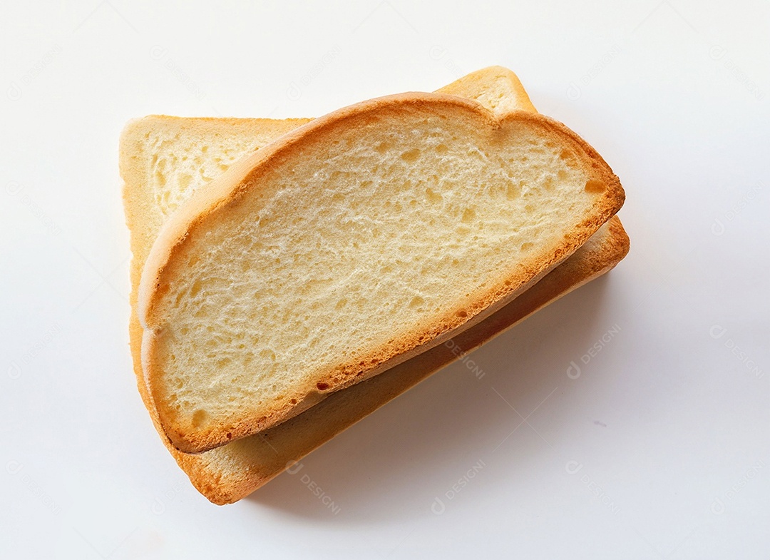 Fatias de pão de forma em fundo branco