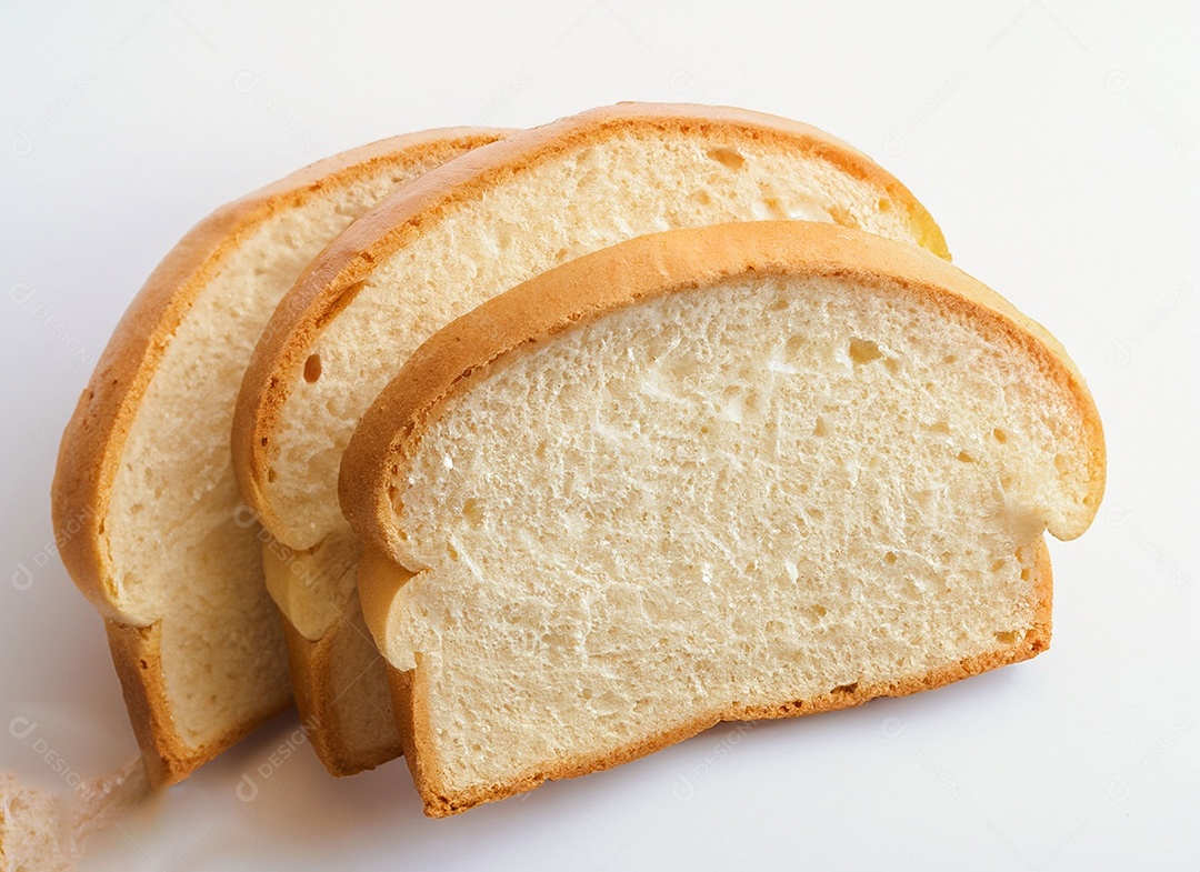 Fatias de pão de forma em fundo branco