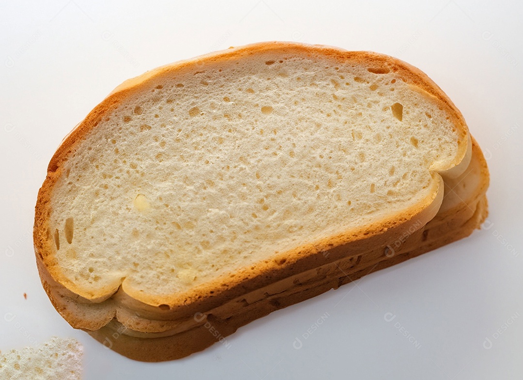 Fatia de pão de forma sobre fundo branco