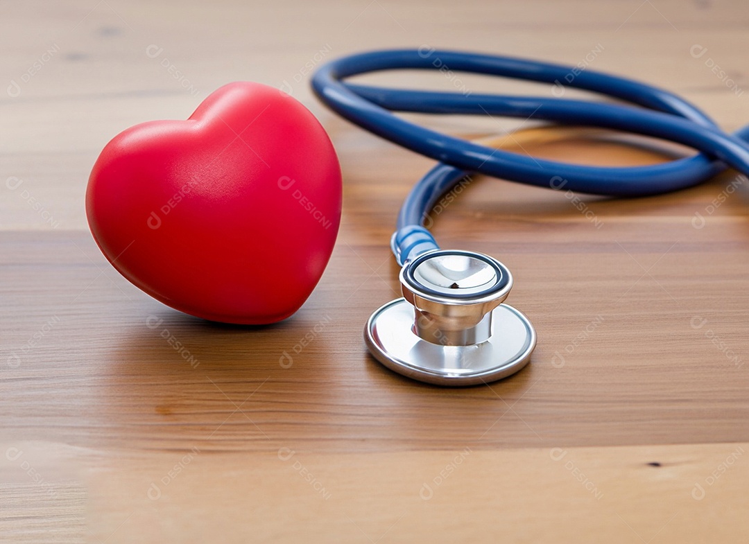 Estetoscópio com coração vermelho