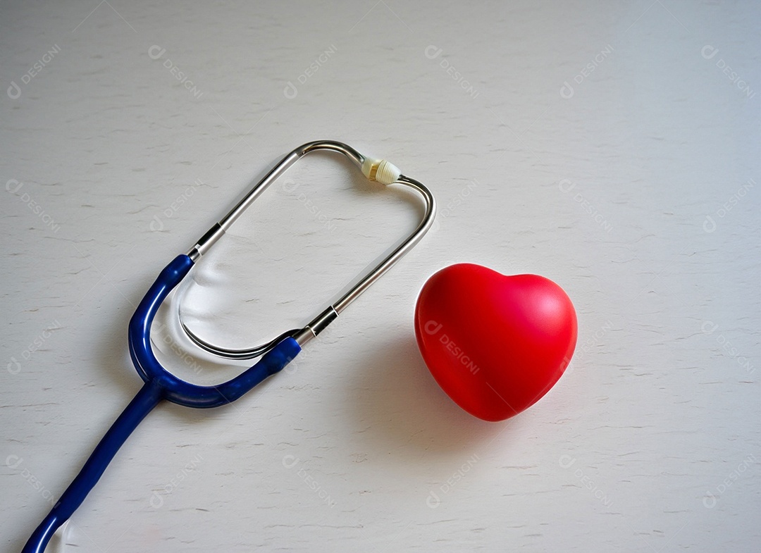 Estetoscópio com coração vermelho