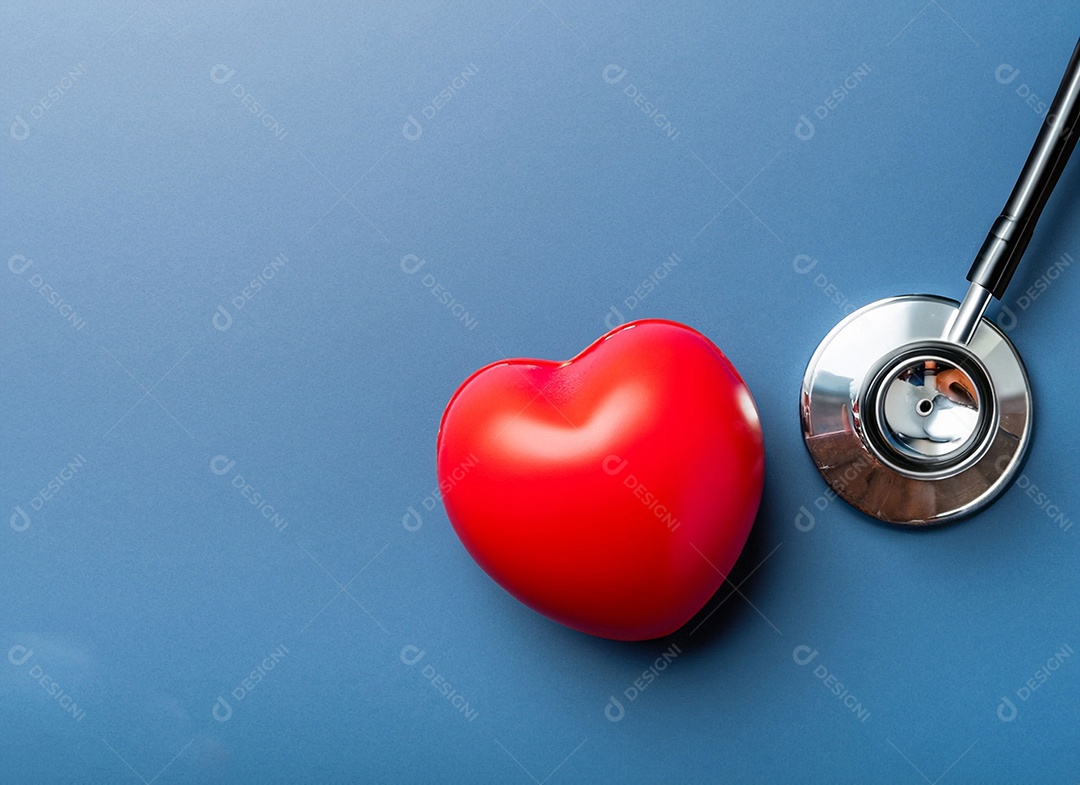 Estetoscópio com coração vermelho