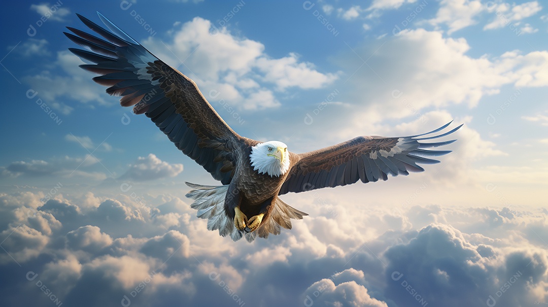 Um falcão de falcoaria voando sob o céu.