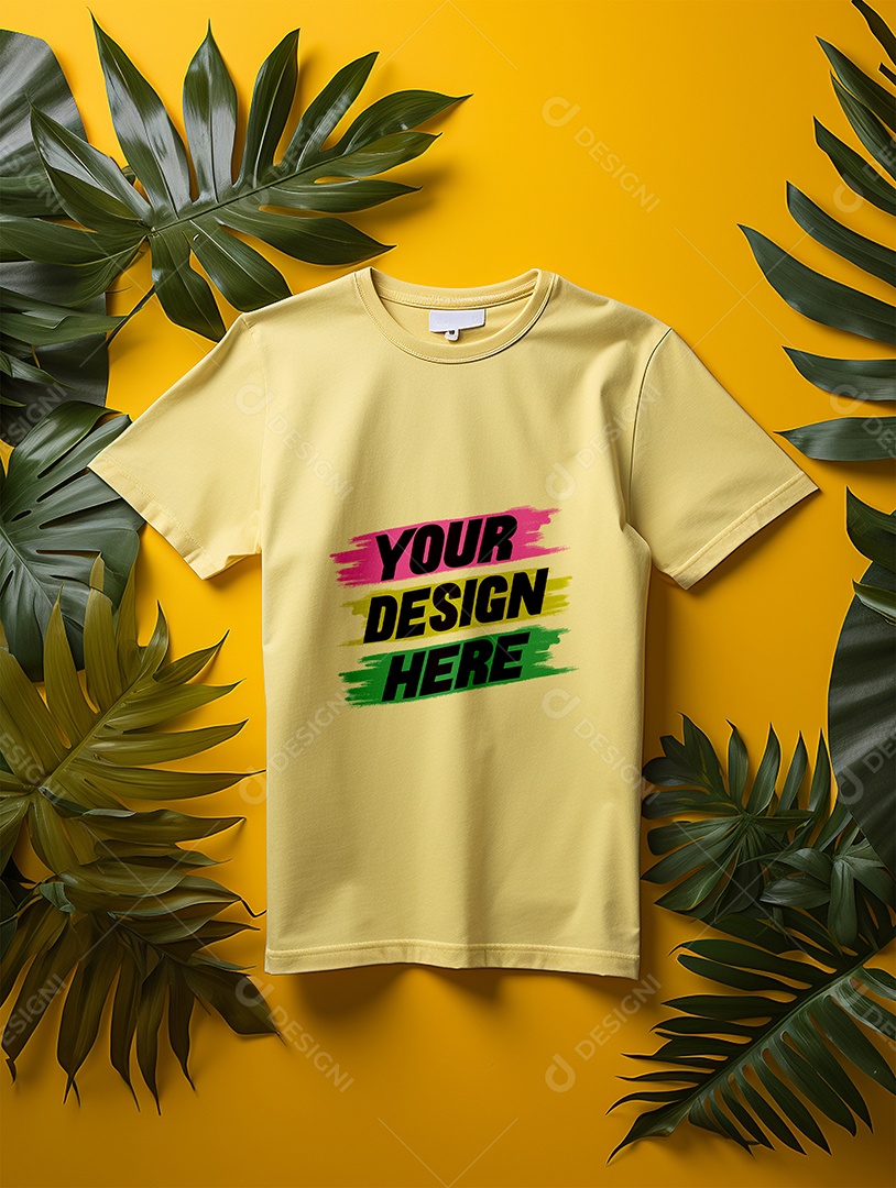 Mockup de Camiseta Masculina Amarela PSD Editável
