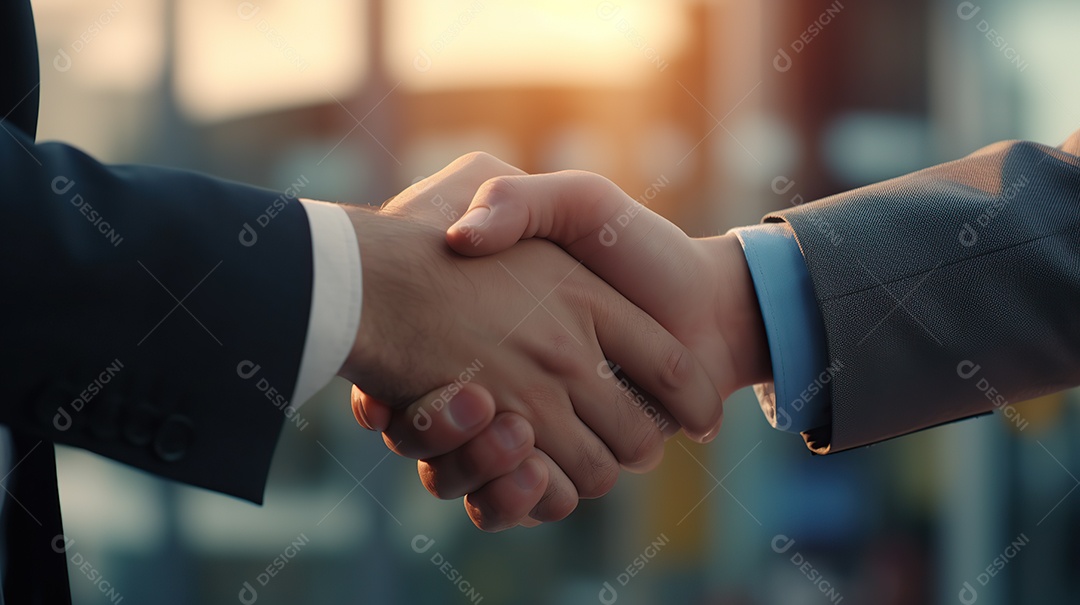 Um aperto de mão de negócio após um acordo, representando um conceito de negócio.