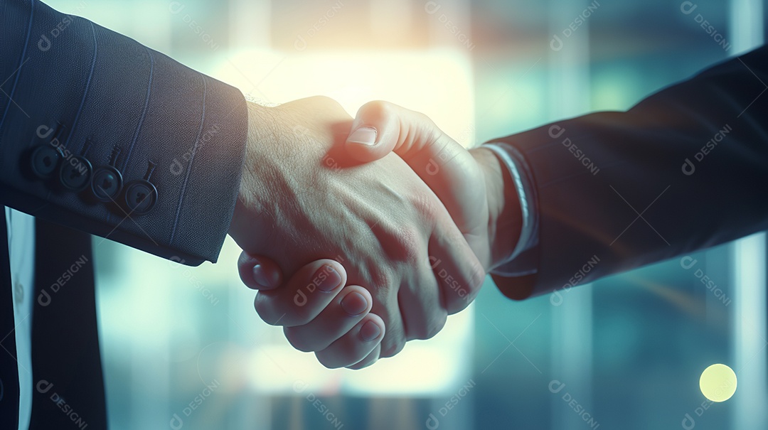 Um aperto de mão de negócio após um acordo, representando um conceito de negócio.
