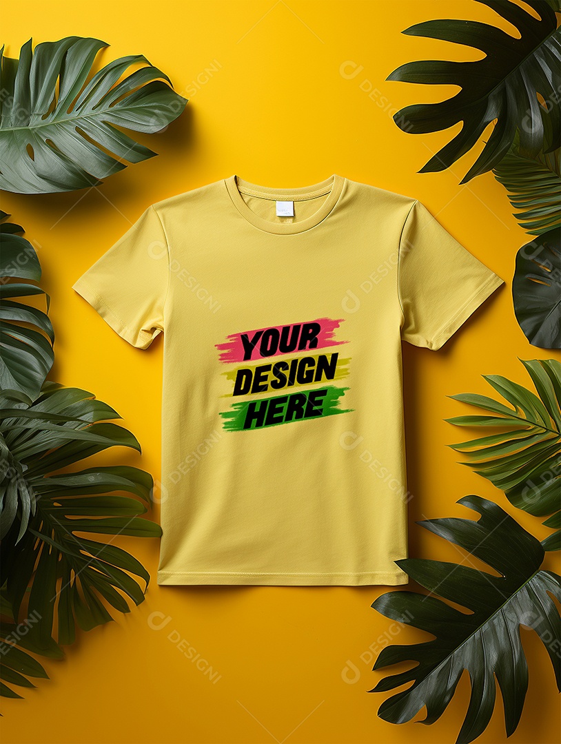 Mockup de Camiseta Masculina Amarela PSD Editável