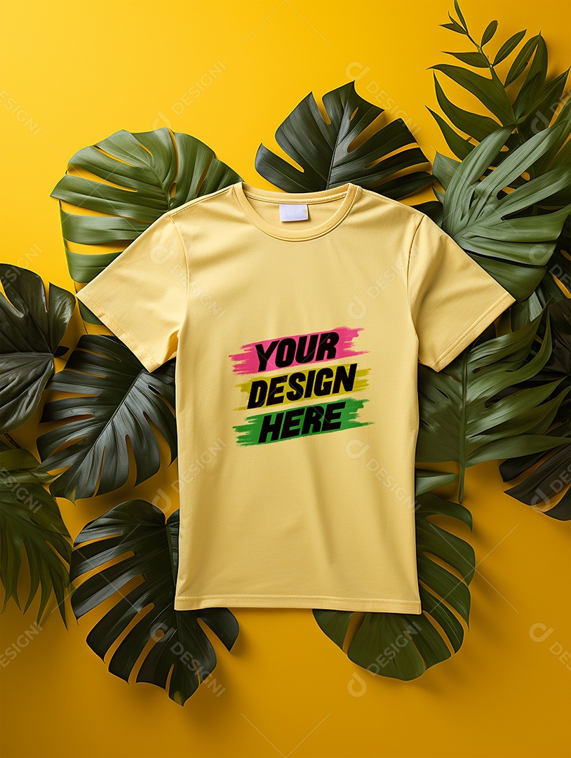 Mockup de Camiseta Masculina Amarela PSD Editável