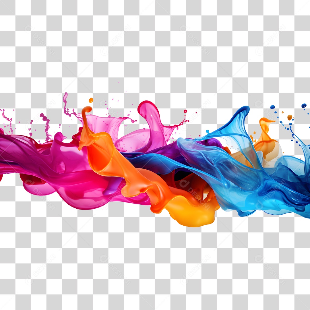 Splash de Tintas Coloridas PNG Transparente