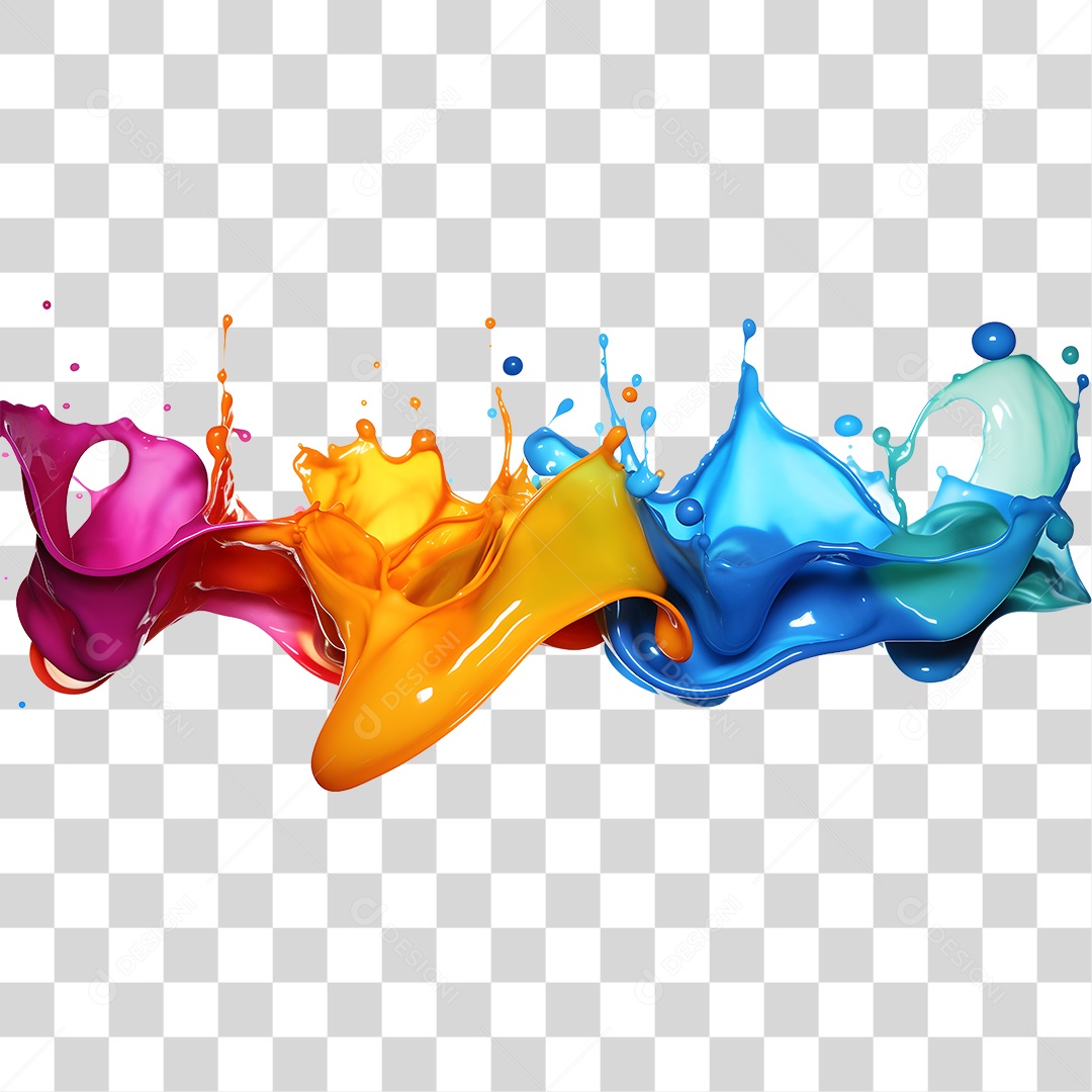 Splash de Tintas Coloridas PNG Transparente