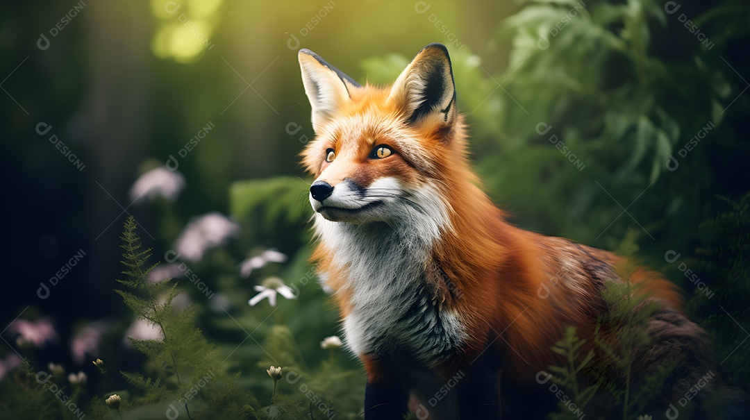 Raposa vermelha na selva profunda