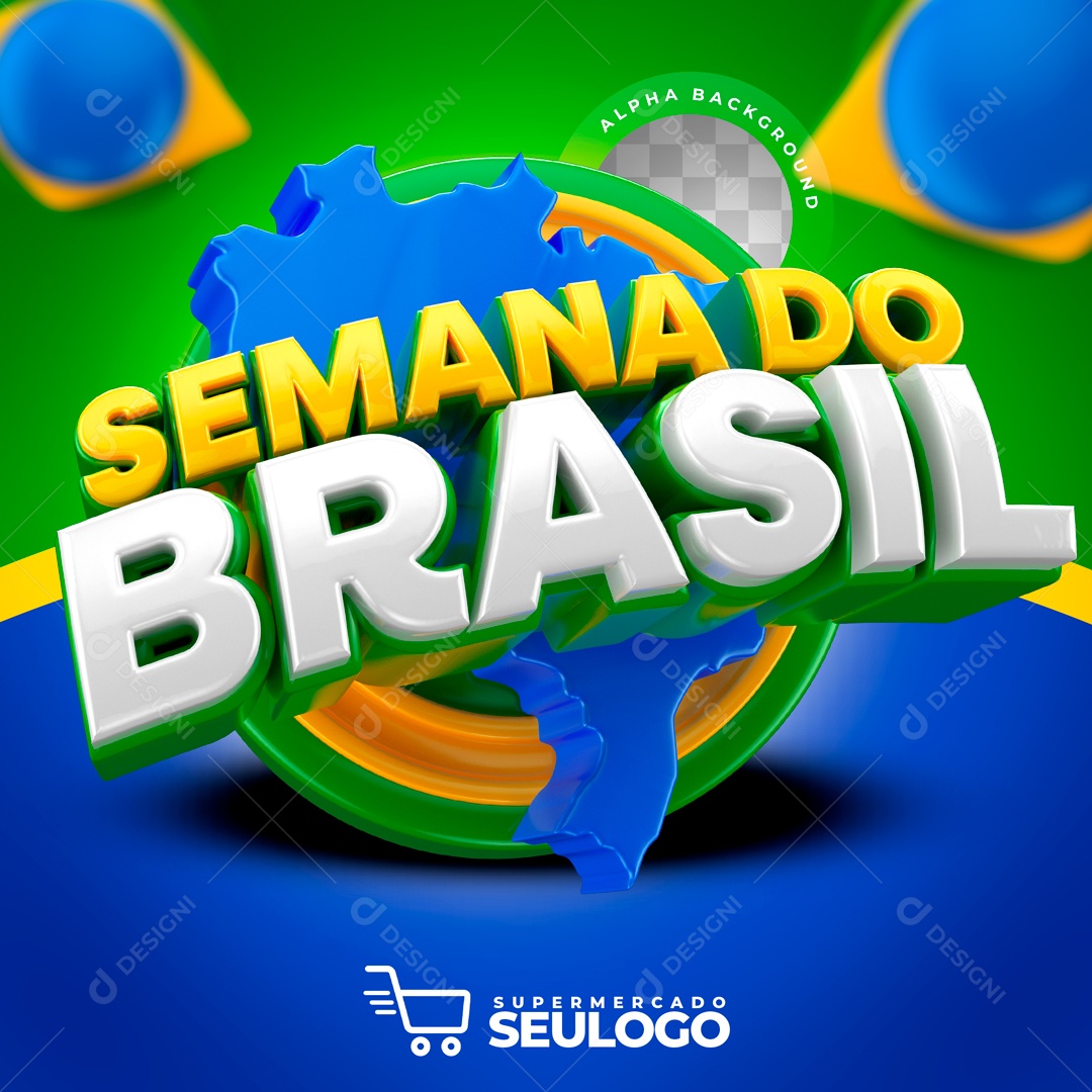 Selo 3D Semana Do Brasil Para Composição PSD