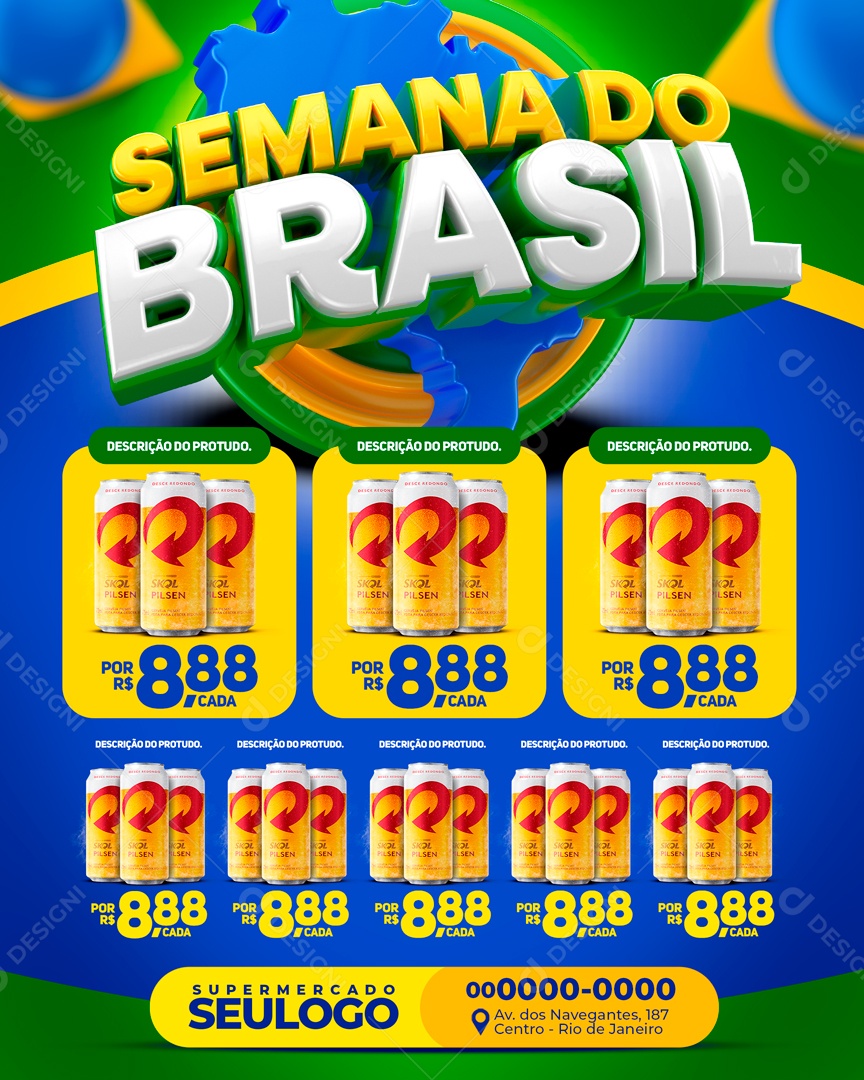Semana Do Brasil Encarte Distribuidora Social Media PSD Editável