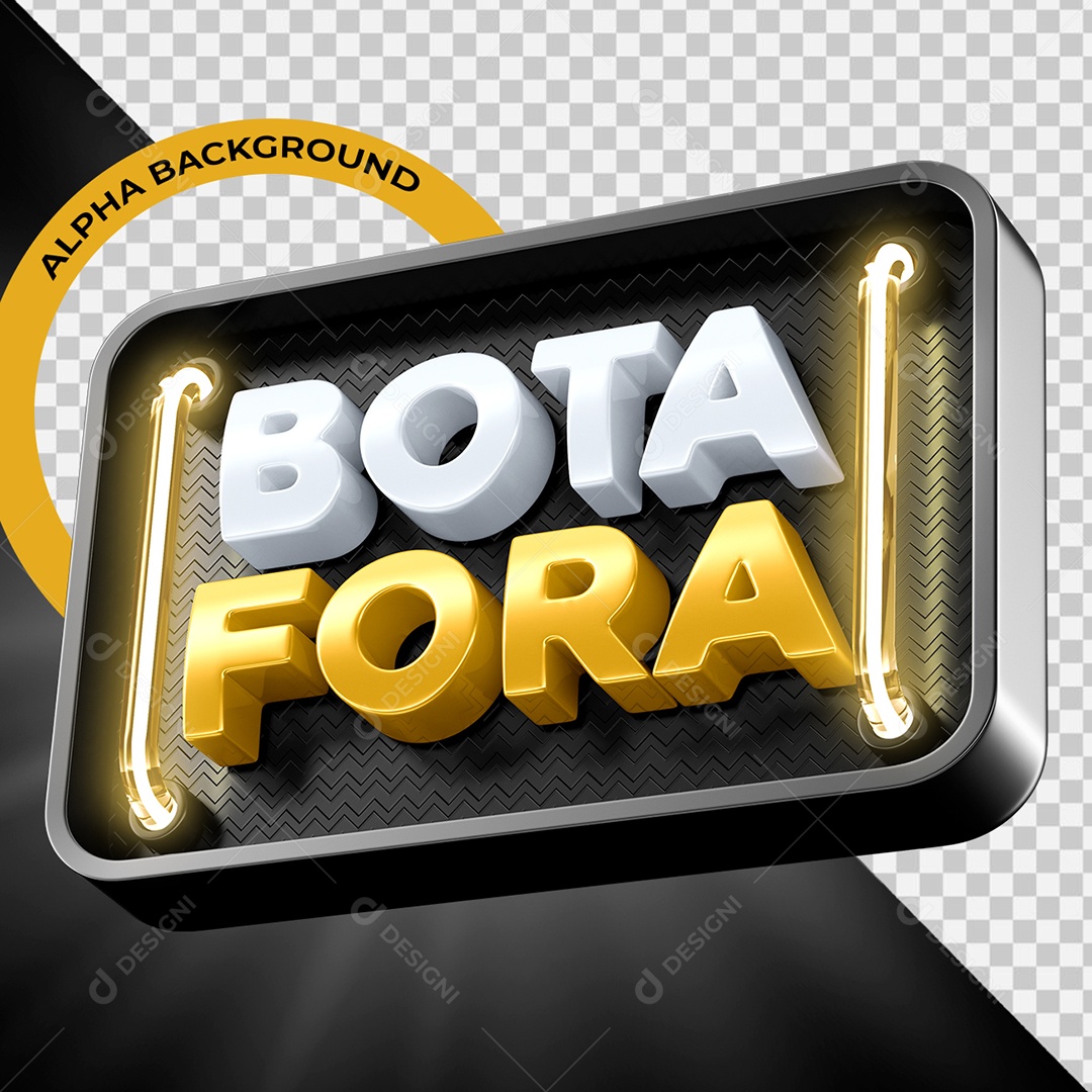 Bota fora Selo 3D Branco e Dourado para Composição PSD