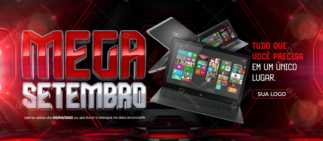 Banner Mega Setembro Tudo que Você Precisa em Um Único Lugar Informática Social Media PSD Editável
