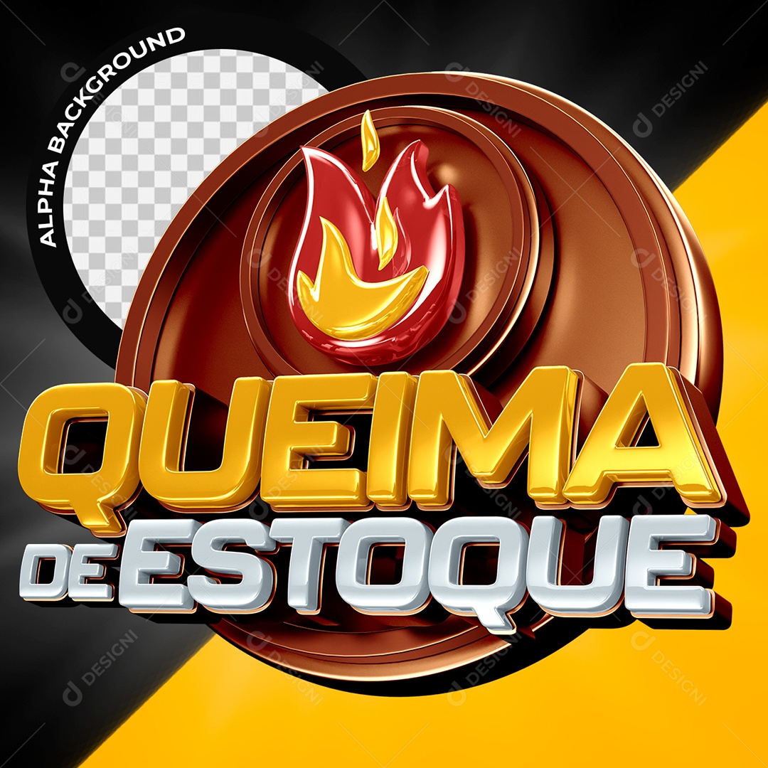 Queima Estoque Selo 3D para Composição PSD