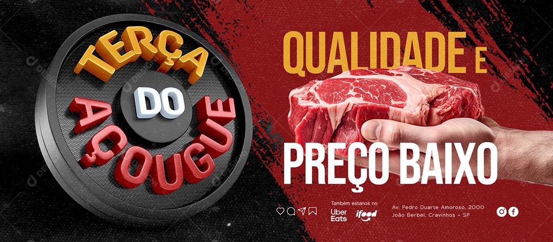 Banner Terça do Açougue Qualidade e Preço Baixo Social Media PSD Editável