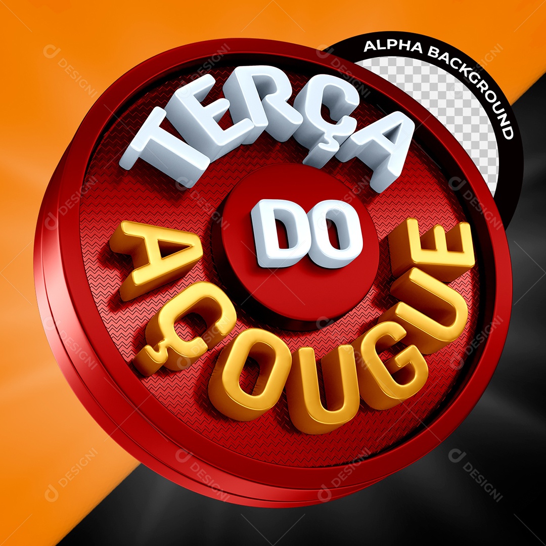 Terça do Açougue Selo 3D para Composição PSD