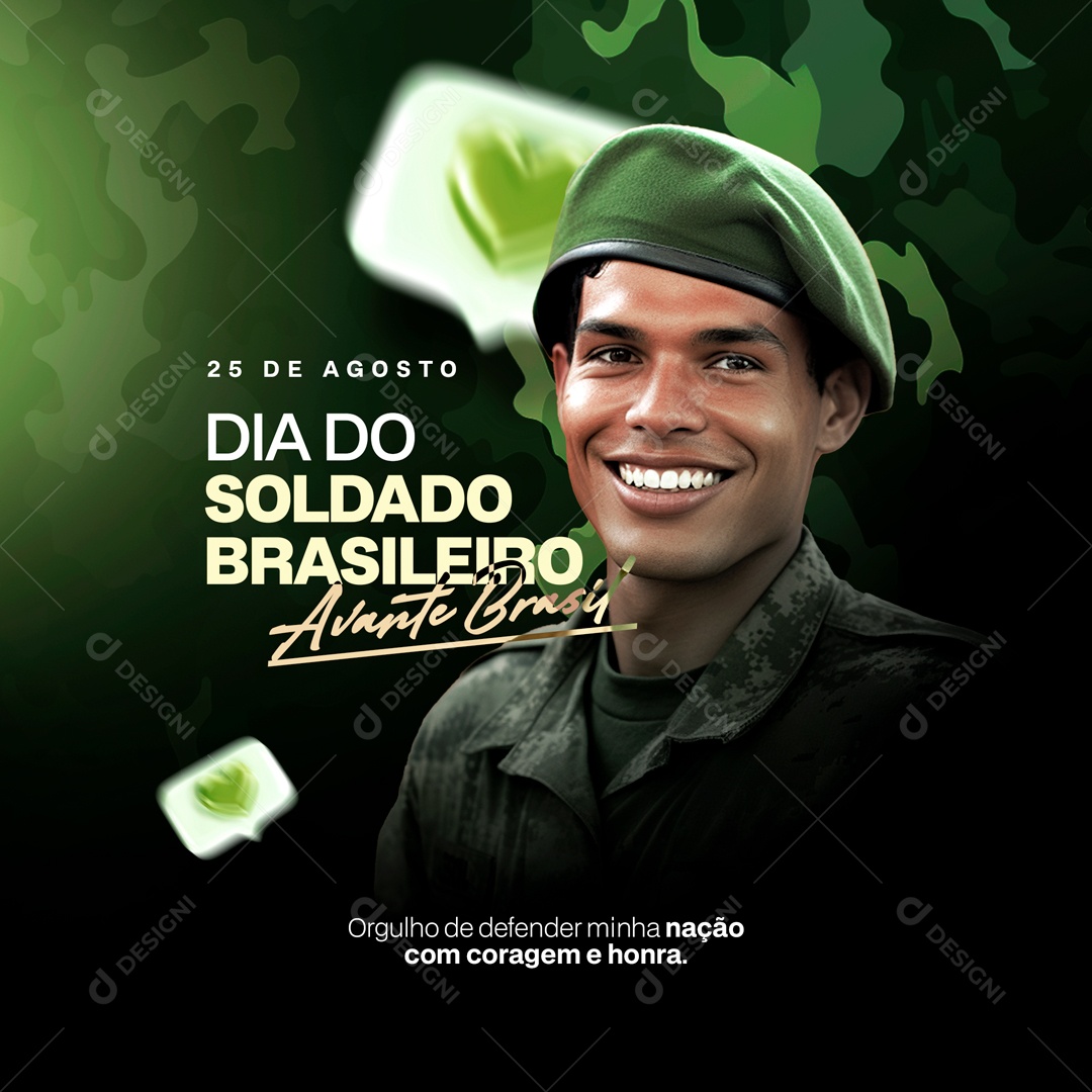 Coragem e Honra Dia Do Soldado Brasileiro Social Media PSD Editável