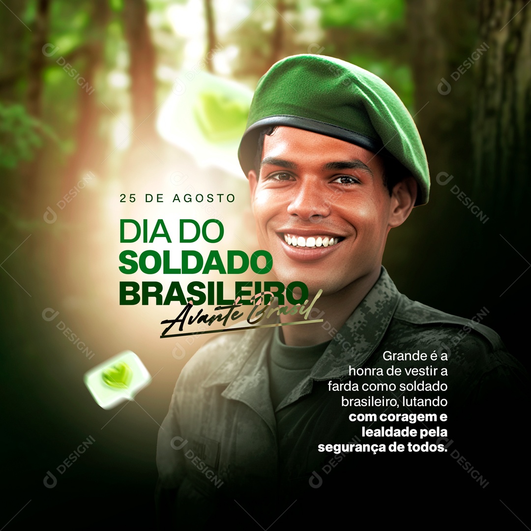 Avante Brasil 25 De Agosto Dia Do Soldado Brasileiro Social Media PSD Editável