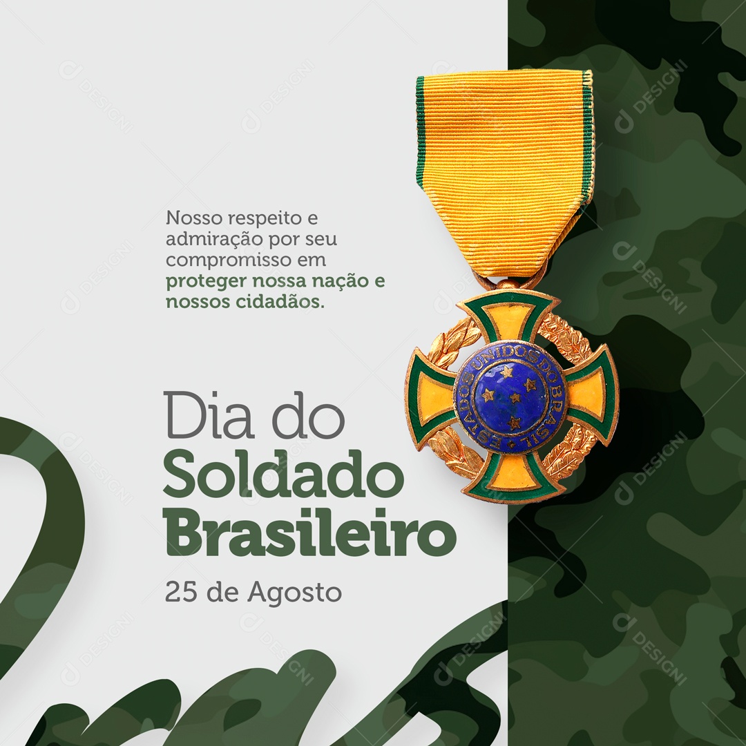 Social Media Dia Do Soldado Brasileiro Proteger Nossa Nação PSD Editável