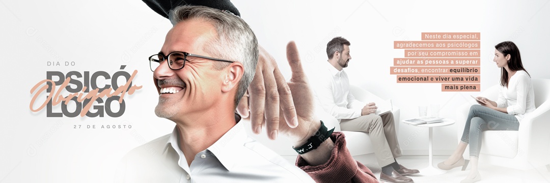 Social Media Banner Dia Do Psicólogo Obrigado 27 De Agosto PSD Editável