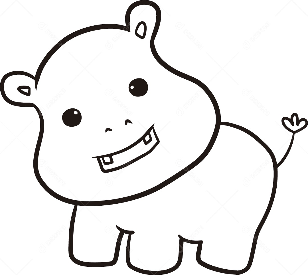 Hipopótamo Desenho Animado Vetor EPS