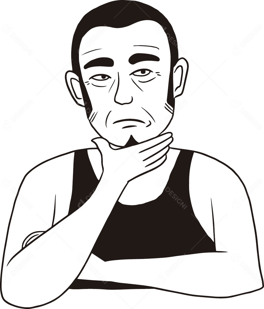 Desenho de Personagem com a Mão no Queixo Vetor EPS