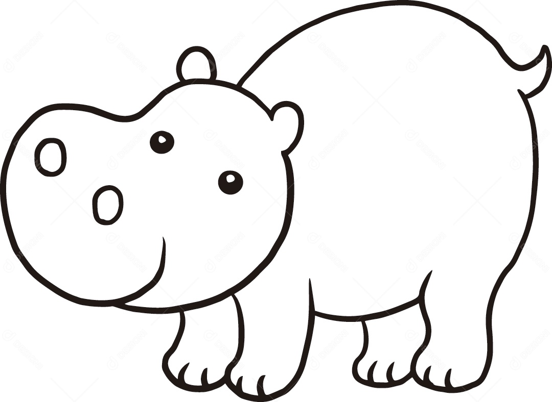 Hipopótamo Desenho Vetor EPS