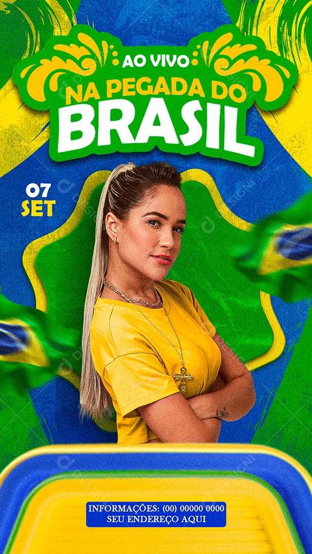 Flyer Story Ao Vivo Na Pegada Do Brasil Social Media PSD Editável