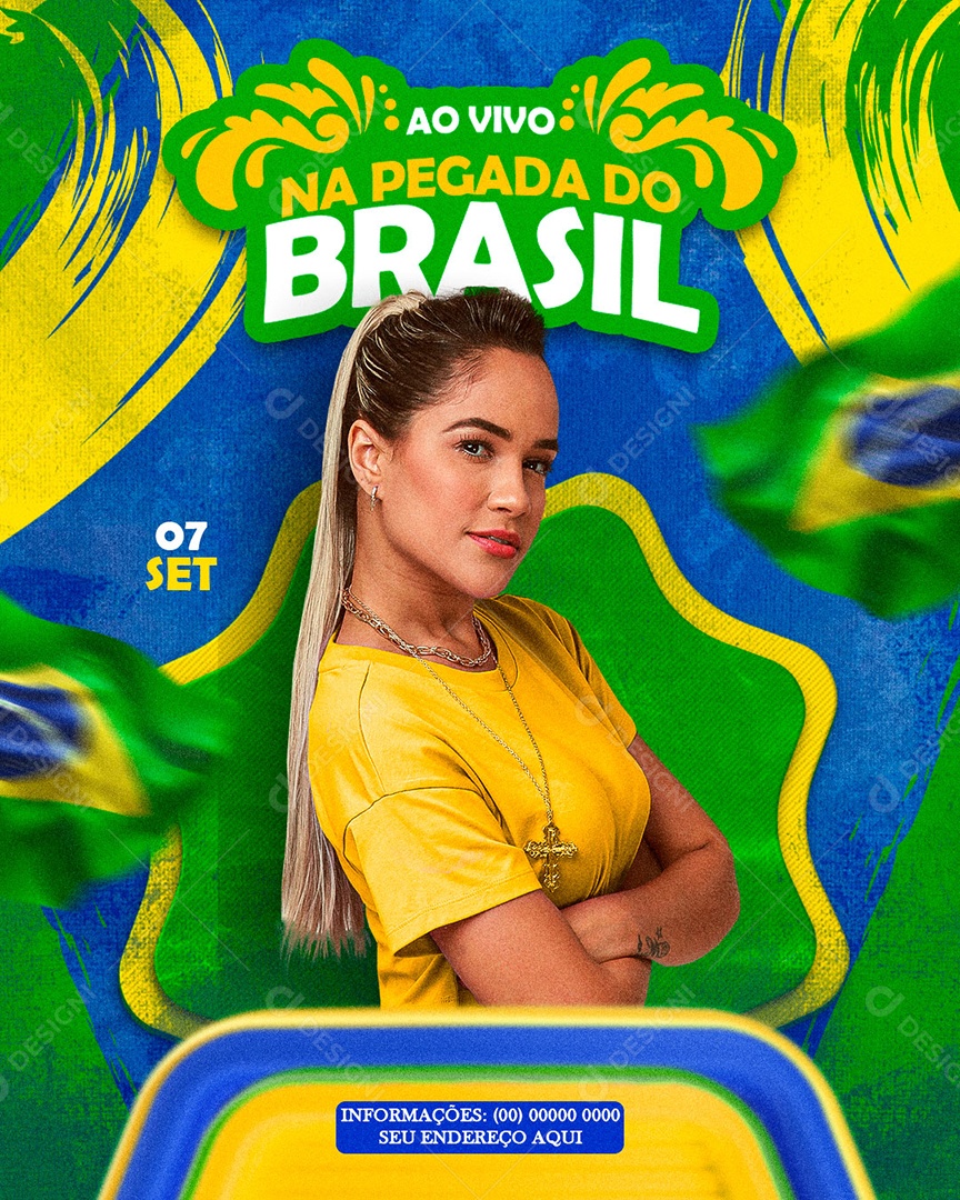 Flyer Feed Na Pegada Do Brasil Social Media PSD Editável