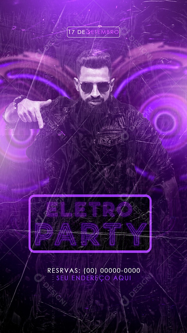 Social Media Flyer Story Eletro Party PSD Editável