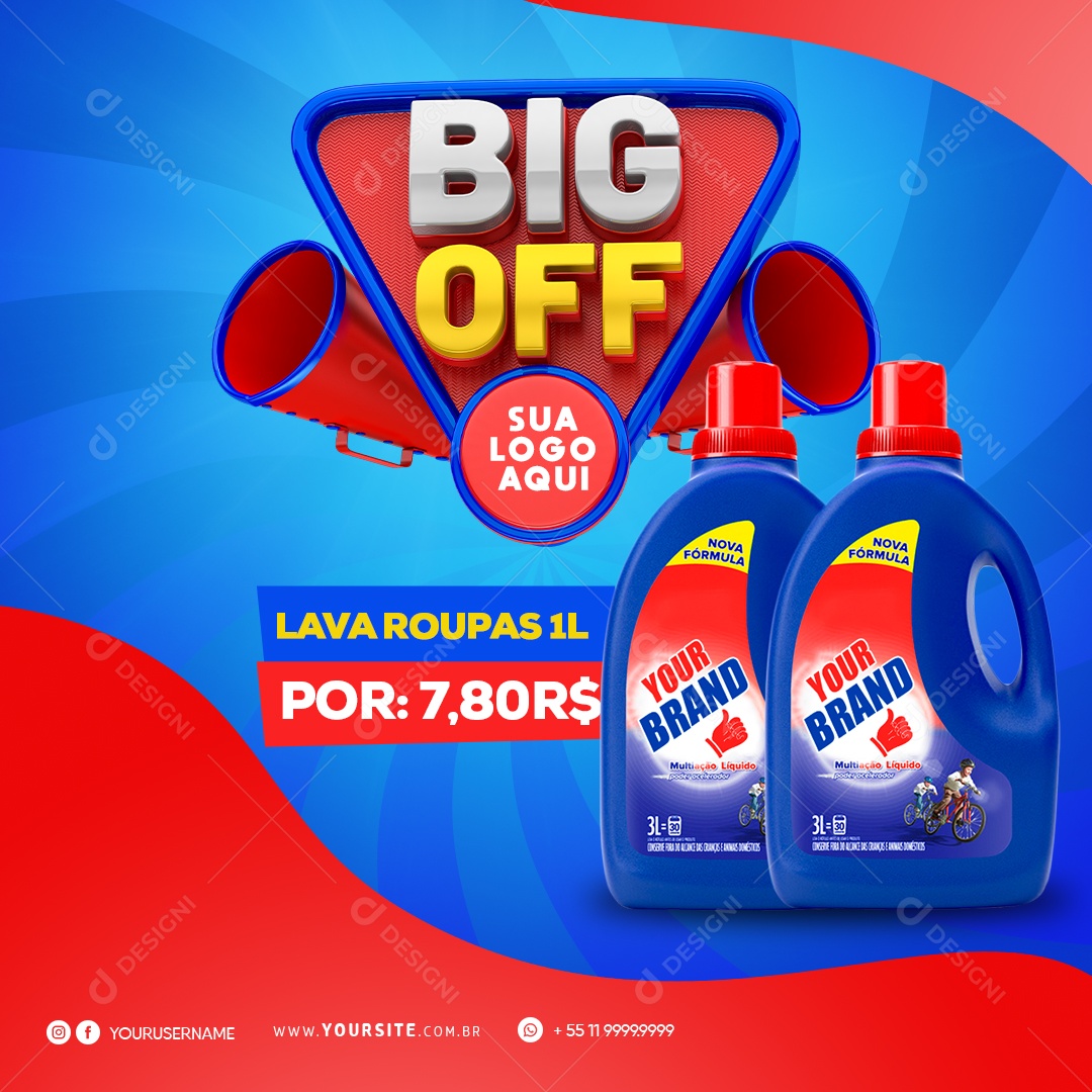 Big Off Supermercado Limpeza Social Media PSD Editável