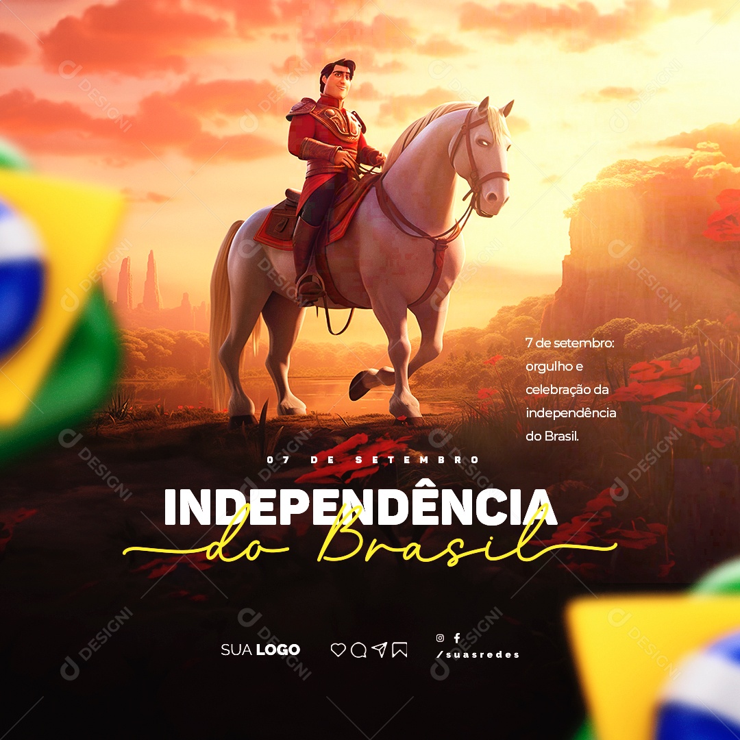 Dia Da Independência do Brasil Orgulho e Celebração Social Media PSD Editável
