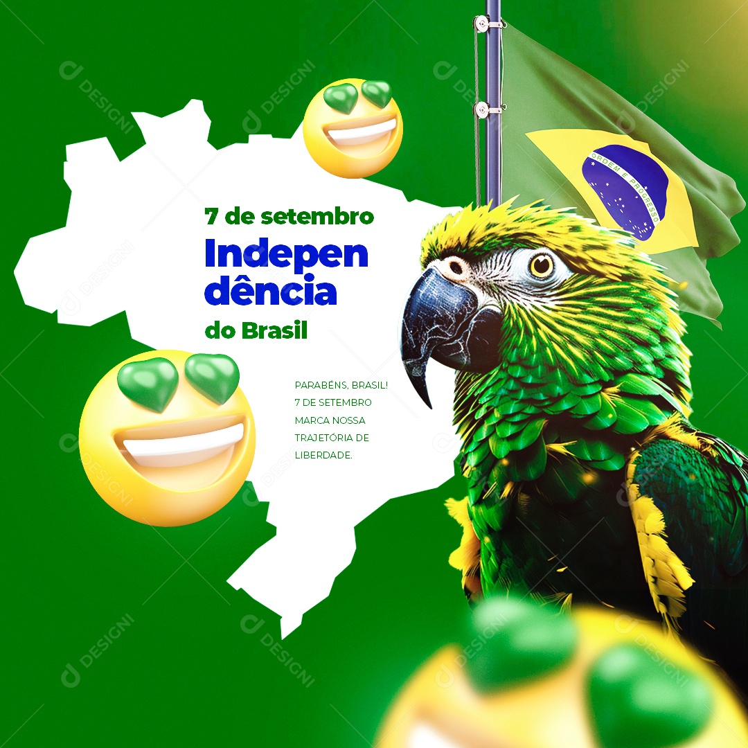 Dia Da Independência do Brasil Parabéns 07 de Setembro Social Media PSD Editável
